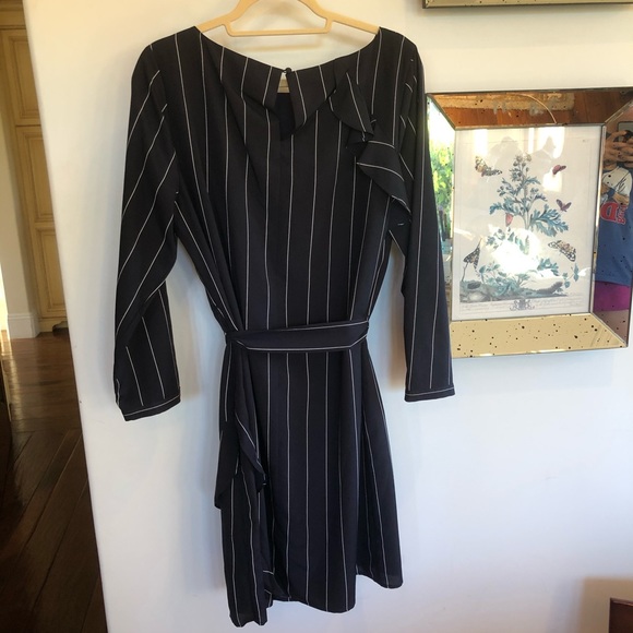 Banana Republic Navy Stripped Ruffle Dress - Picture 6 of 6